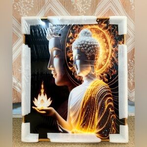 Porcelain Buddha Art Print with Golden Accents